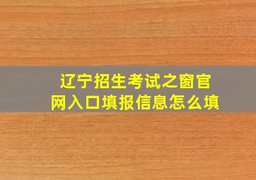 辽宁招生考试之窗官网入口填报信息怎么填