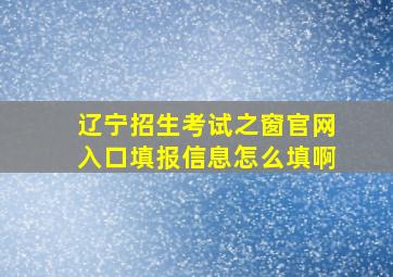 辽宁招生考试之窗官网入口填报信息怎么填啊