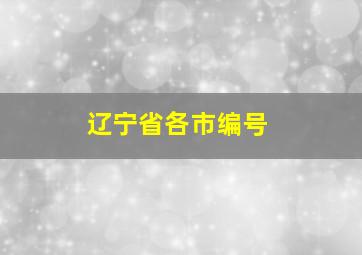 辽宁省各市编号