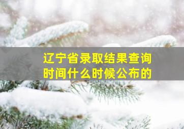 辽宁省录取结果查询时间什么时候公布的