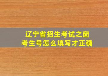 辽宁省招生考试之窗考生号怎么填写才正确