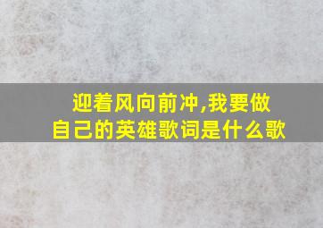 迎着风向前冲,我要做自己的英雄歌词是什么歌