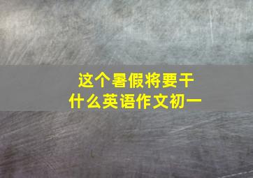 这个暑假将要干什么英语作文初一