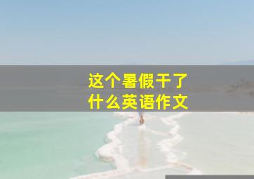 这个暑假干了什么英语作文