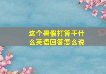 这个暑假打算干什么英语回答怎么说