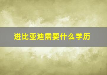 进比亚迪需要什么学历