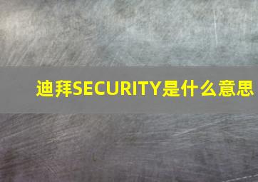 迪拜SECURITY是什么意思