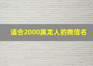 适合2000属龙人的微信名