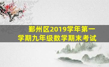 鄞州区2019学年第一学期九年级数学期末考试