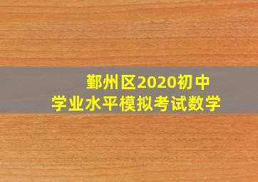 鄞州区2020初中学业水平模拟考试数学