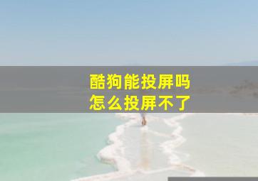 酷狗能投屏吗怎么投屏不了