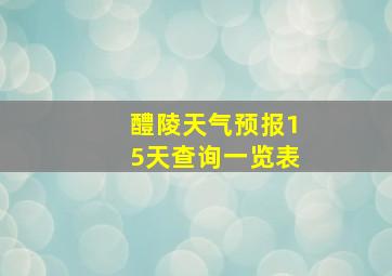 醴陵天气预报15天查询一览表