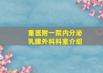 重医附一院内分泌乳腺外科科室介绍