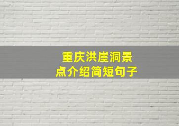 重庆洪崖洞景点介绍简短句子