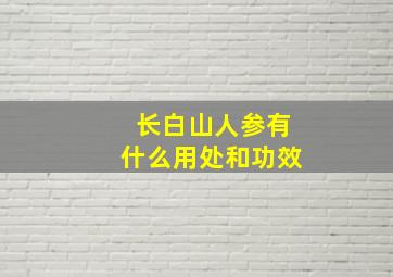 长白山人参有什么用处和功效