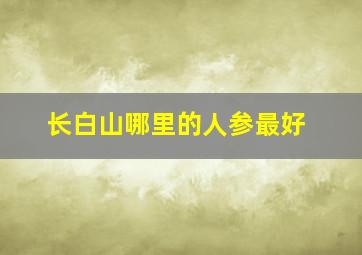 长白山哪里的人参最好