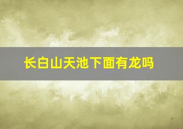 长白山天池下面有龙吗