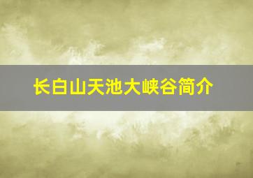 长白山天池大峡谷简介