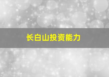 长白山投资能力