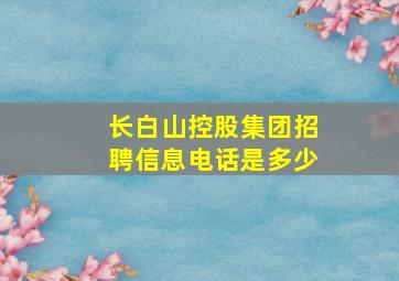 长白山控股集团招聘信息电话是多少