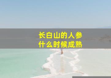 长白山的人参什么时候成熟