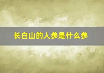 长白山的人参是什么参