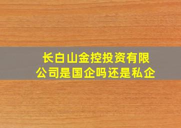 长白山金控投资有限公司是国企吗还是私企