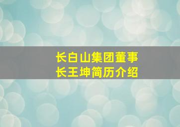 长白山集团董事长王坤简历介绍