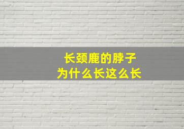 长颈鹿的脖子为什么长这么长