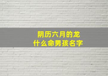 阴历六月的龙什么命男孩名字