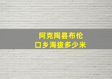 阿克陶县布伦口乡海拔多少米