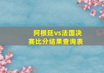 阿根廷vs法国决赛比分结果查询表