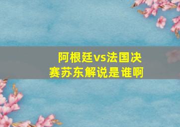 阿根廷vs法国决赛苏东解说是谁啊