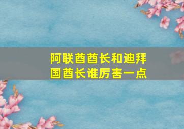 阿联酋酋长和迪拜国酋长谁厉害一点