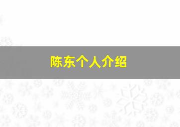 陈东个人介绍