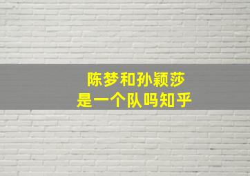 陈梦和孙颖莎是一个队吗知乎