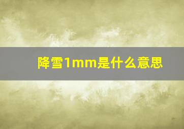 降雪1mm是什么意思