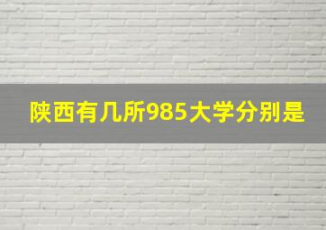 陕西有几所985大学分别是