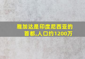 雅加达是印度尼西亚的首都,人口约1200万