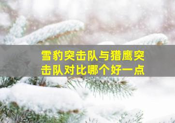 雪豹突击队与猎鹰突击队对比哪个好一点