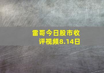 雷哥今日股市收评视频8.14日