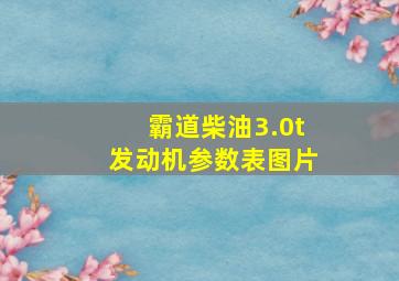 霸道柴油3.0t发动机参数表图片