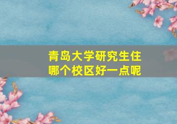 青岛大学研究生住哪个校区好一点呢