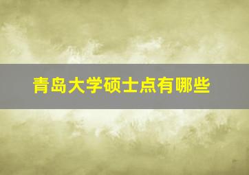 青岛大学硕士点有哪些