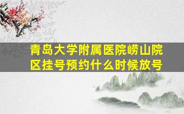 青岛大学附属医院崂山院区挂号预约什么时候放号