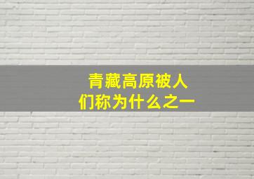 青藏高原被人们称为什么之一