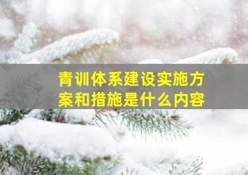 青训体系建设实施方案和措施是什么内容