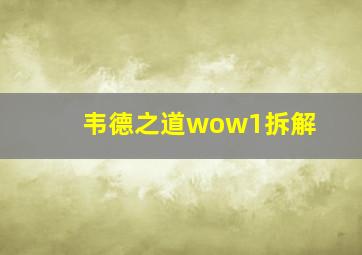 韦德之道wow1拆解