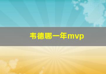 韦德哪一年mvp