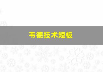 韦德技术短板